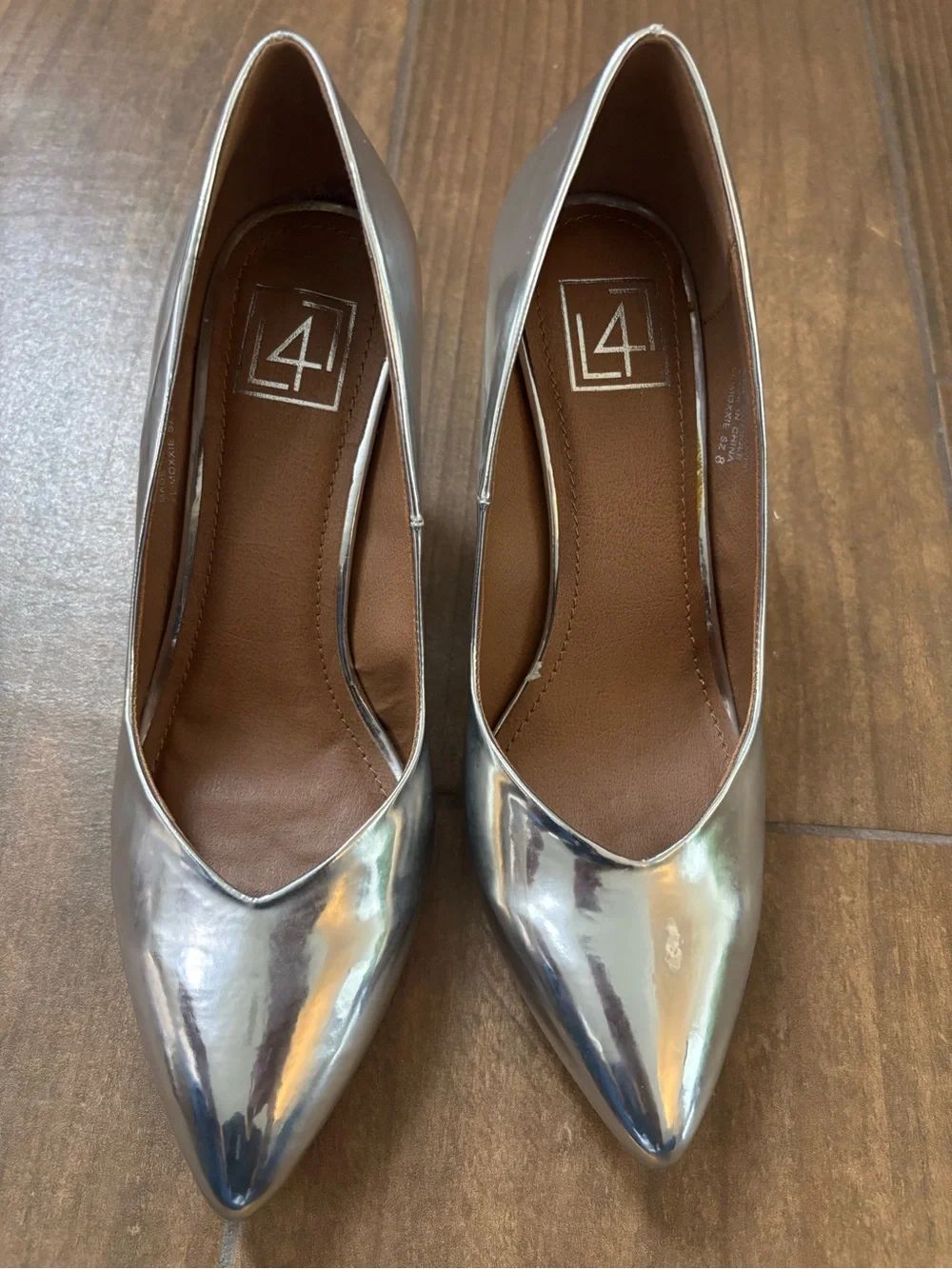 LFL Lust For Life Women's LL-MOXXIE Pump Pointed Toe Silver Patent Dress Pumps